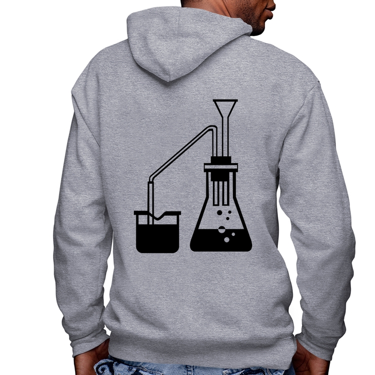 Blusa Moletom Química Erlenmeyer e Bequer Masculina com Capuz e Zíper - Mescla