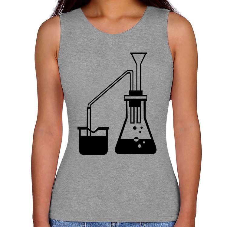 Regata Feminina Química Erlenmeyer e Bequer - Cinza