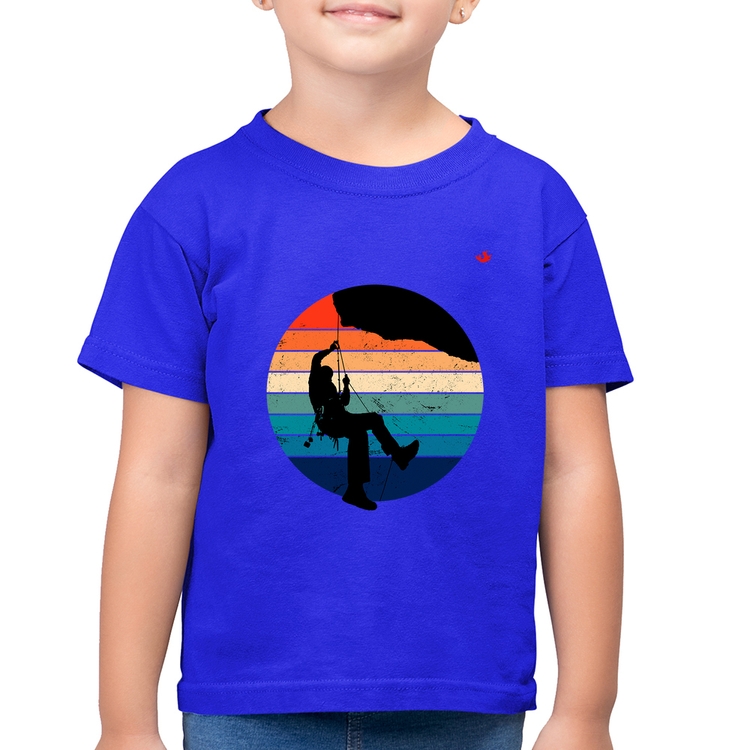 Camiseta Algodão Infantil Escalada Vintage Sunset - Azul Royal