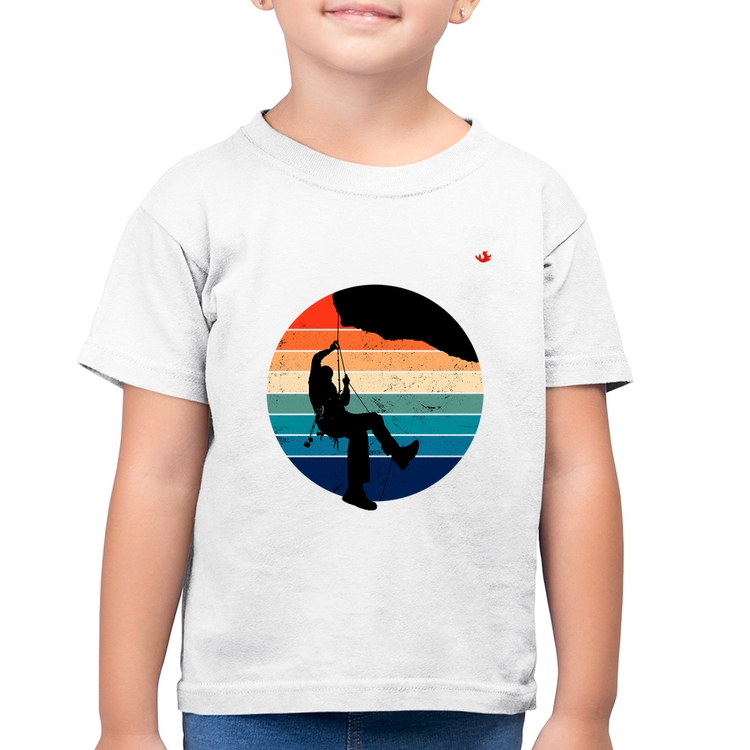 Camiseta Algodão Infantil Escalada Vintage Sunset - Branca