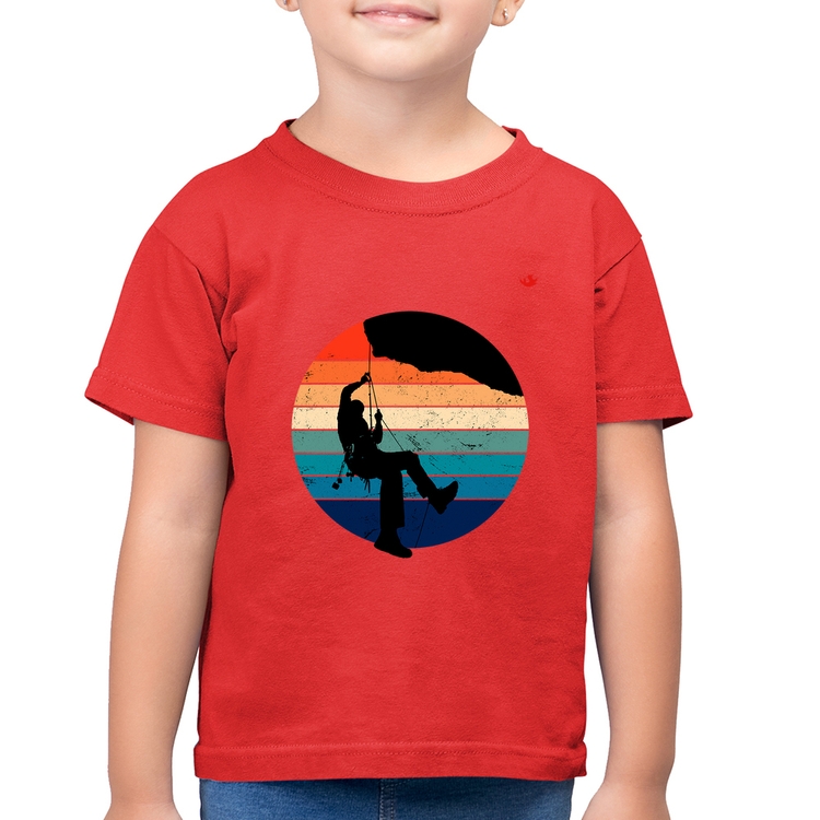 Camiseta Algodão Infantil Escalada Vintage Sunset - Vermelha