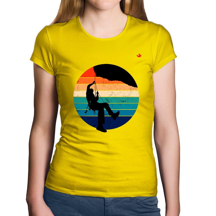 Baby Look Algodão Escalada Vintage Sunset - Amarela