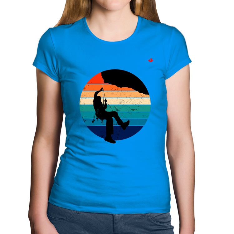 Baby Look Algodão Escalada Vintage Sunset - Azul