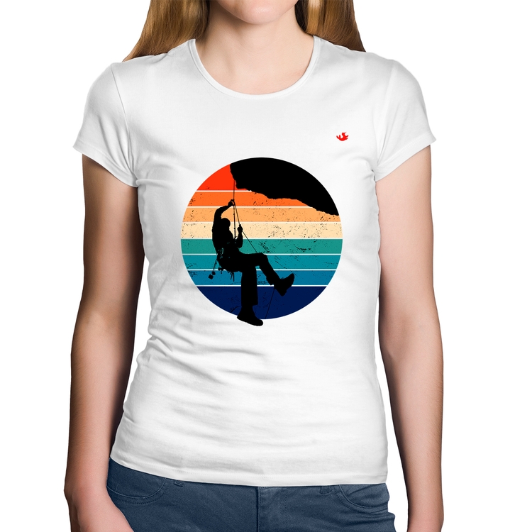 Baby Look Algodão Escalada Vintage Sunset - Branca