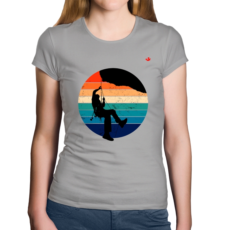 Baby Look Algodão Escalada Vintage Sunset - Cinza