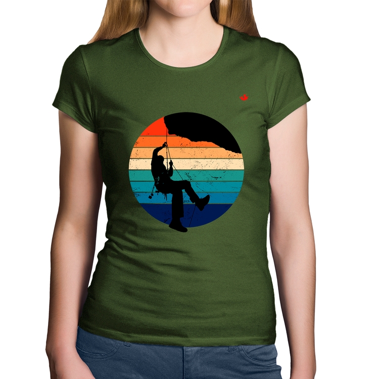 Baby Look Algodão Escalada Vintage Sunset - Musgo