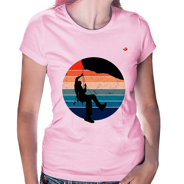 Baby Look Escalada Vintage Sunset - Rosa Bebê