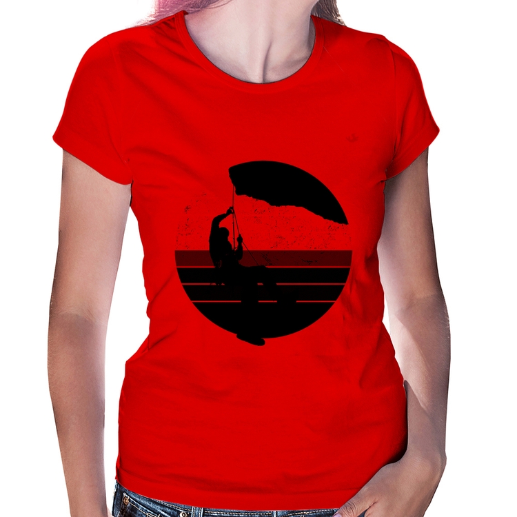 Baby Look Escalada Vintage Sunset - Vermelha