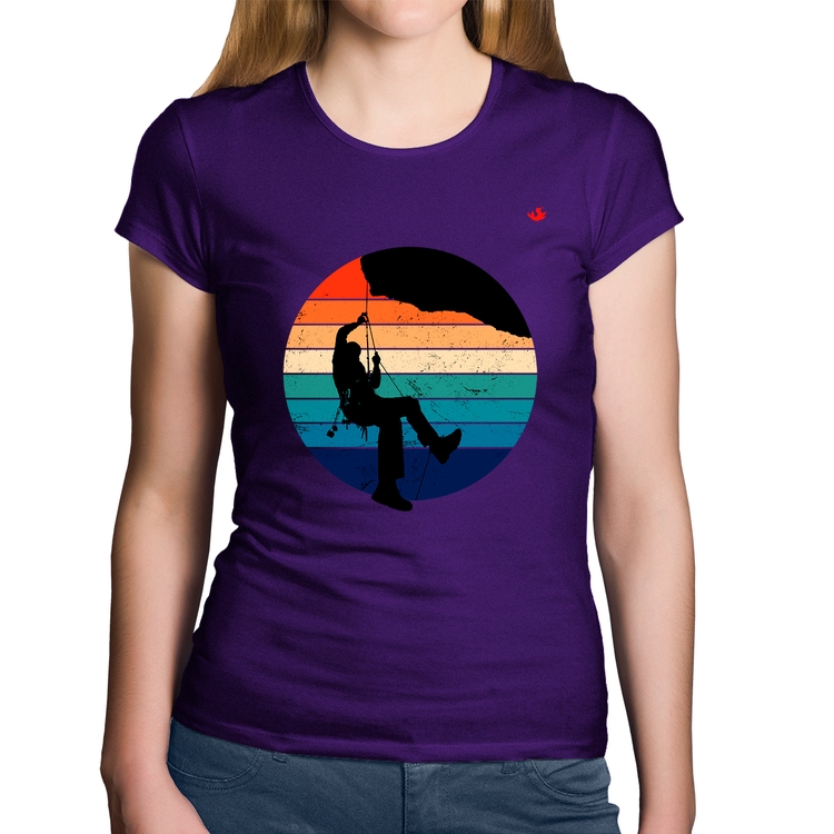 Baby Look Algodão Escalada Vintage Sunset - Roxa