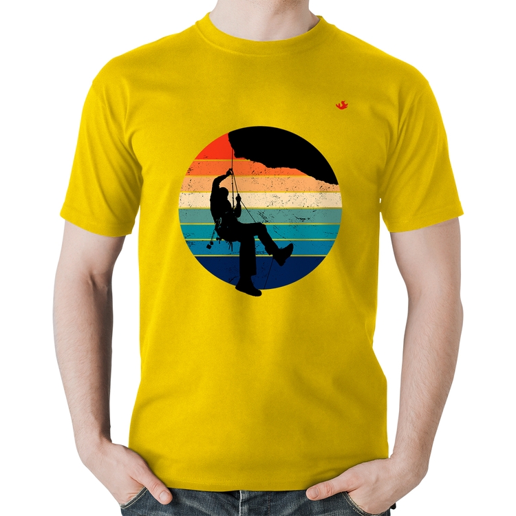 Camiseta Algodão Escalada Vintage Sunset - Amarela