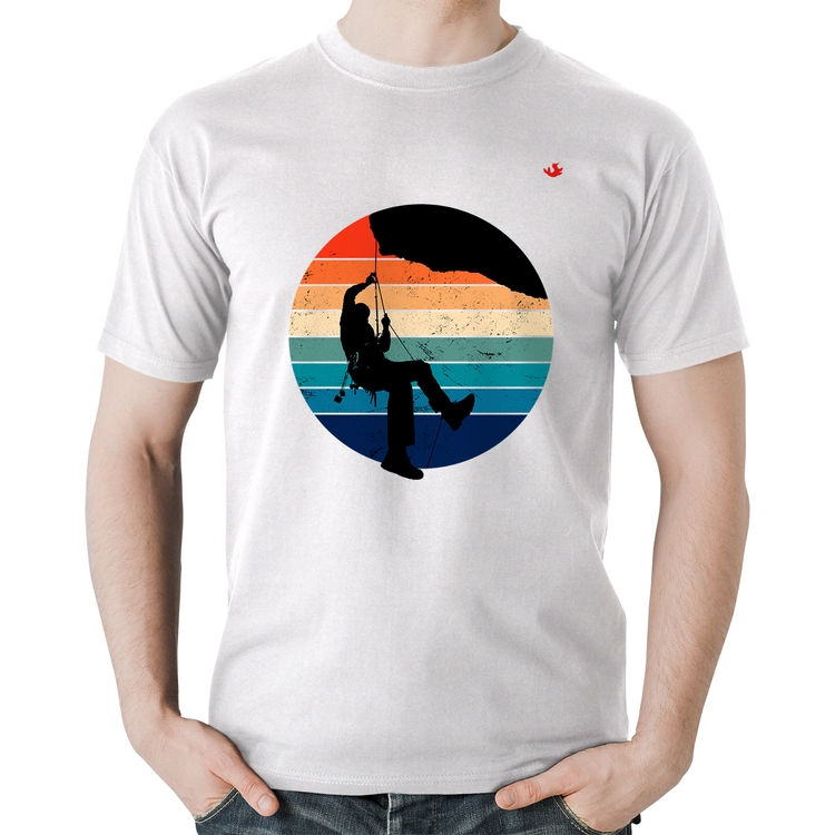 Camiseta Algodão Escalada Vintage Sunset - Branca