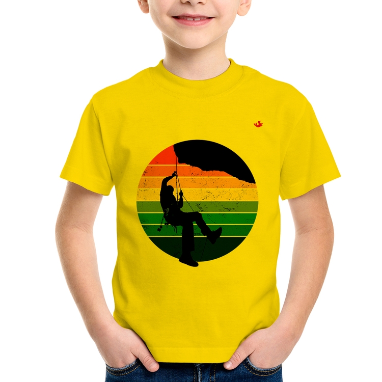 Camiseta Infantil Escalada Vintage Sunset - Amarela