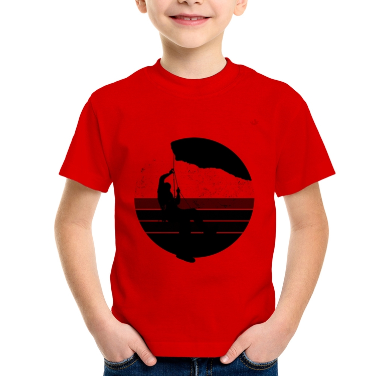 Camiseta Infantil Escalada Vintage Sunset - Vermelha