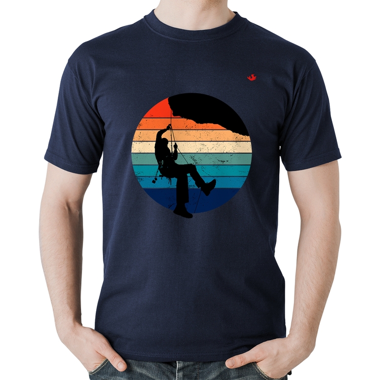 Camiseta Algodão Escalada Vintage Sunset - Marinho