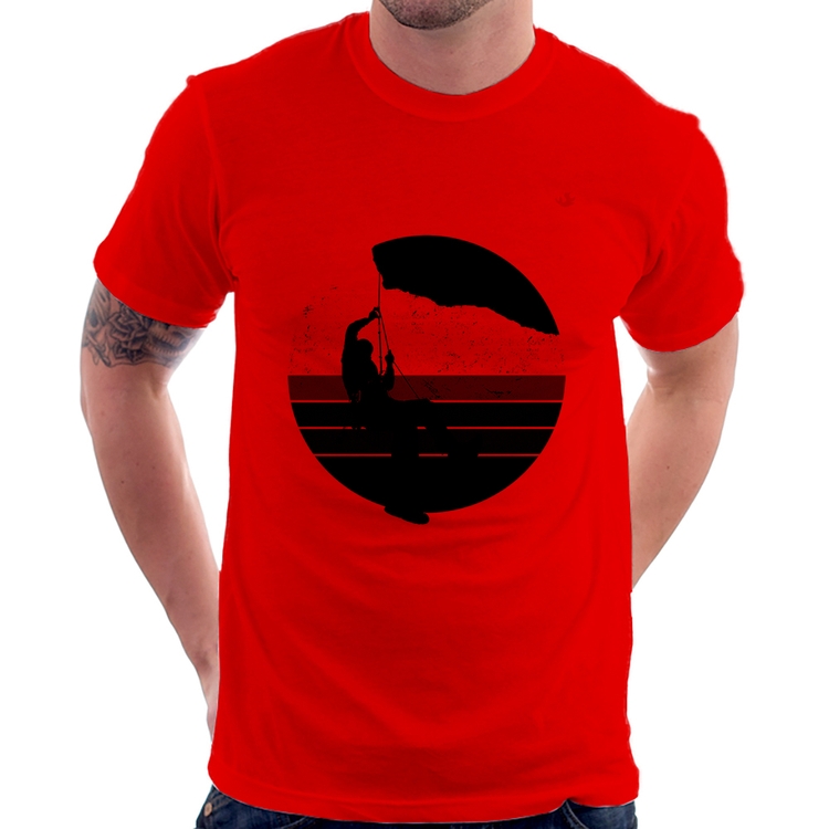 Camiseta Escalada Vintage Sunset - Vermelha