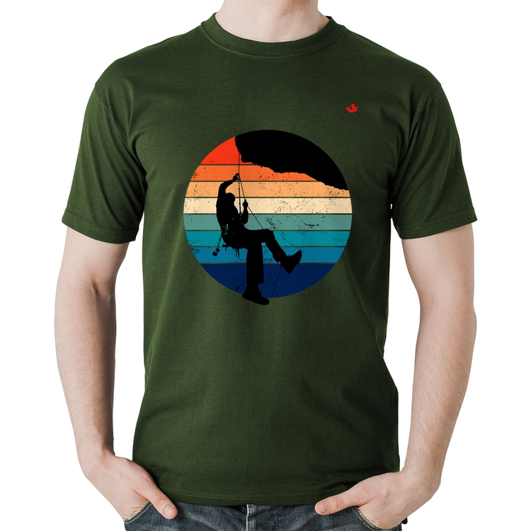 Camiseta Algodão Escalada Vintage Sunset - Musgo