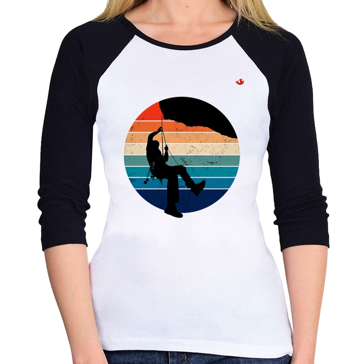 Baby Look Raglan Escalada Vintage Sunset Manga 3/4