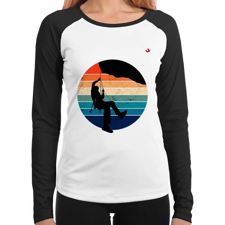 Baby Look Raglan Escalada Vintage Sunset Manga Longa