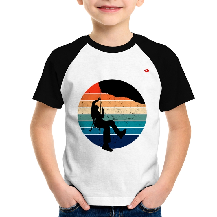Camiseta Raglan Infantil Escalada Vintage Sunset