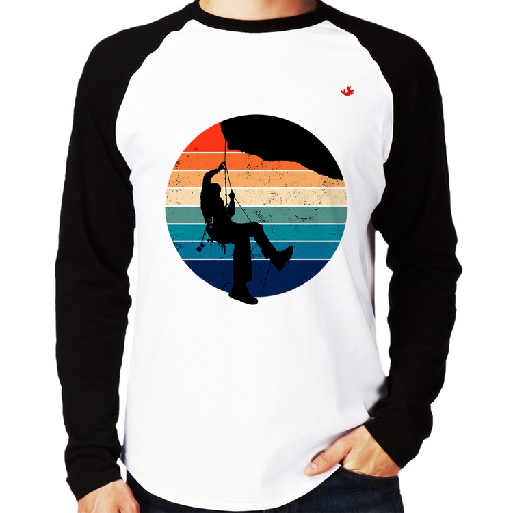 Camiseta Raglan Escalada Vintage Sunset Manga Longa
