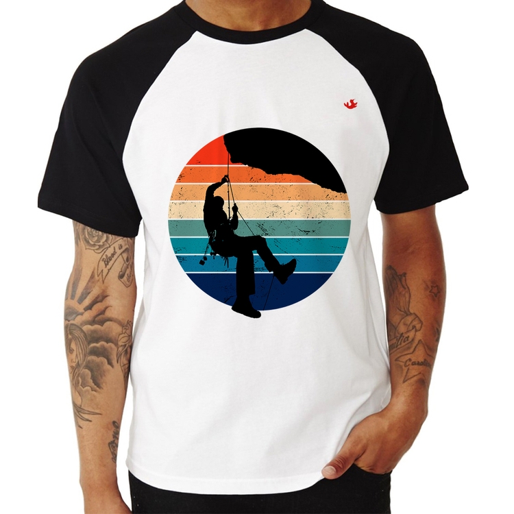 Camiseta Raglan Escalada Vintage Sunset