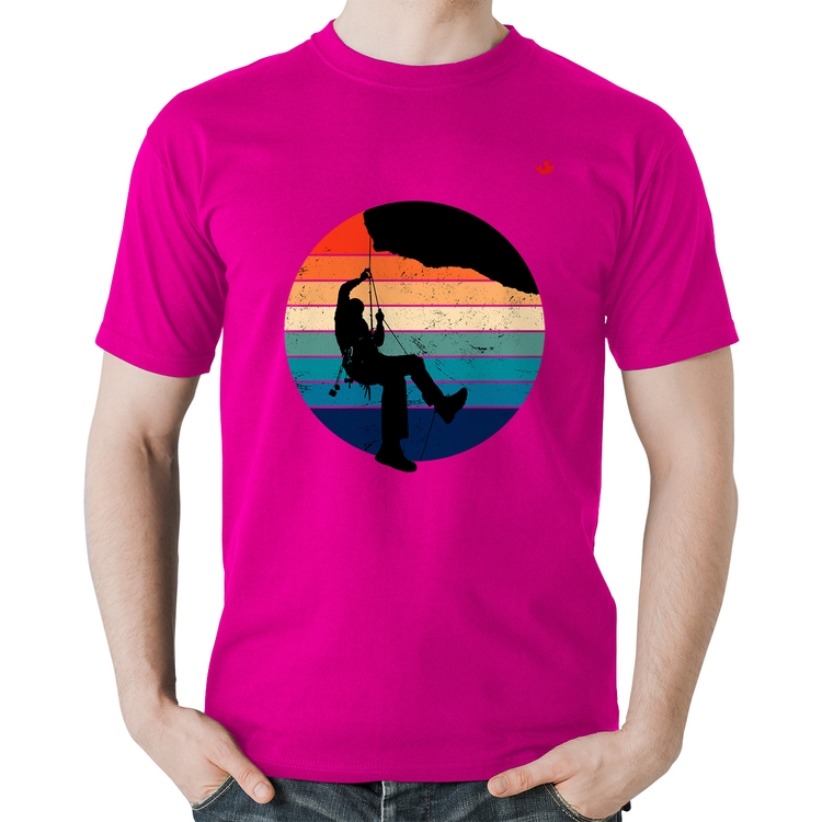 Camiseta Algodão Escalada Vintage Sunset - Rosa