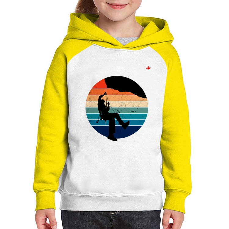 Moletom Infantil Escalada Vintage Sunset - Branco/Amarelo