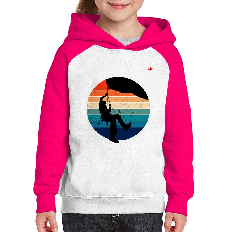 Moletom Infantil Escalada Vintage Sunset - Branco/Rosa