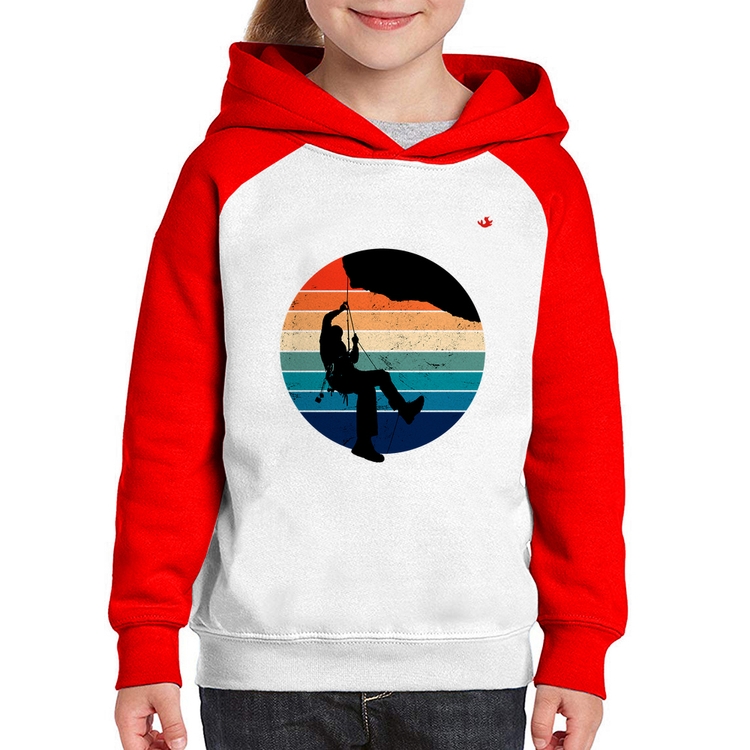 Moletom Infantil Escalada Vintage Sunset - Branco/Vermelho