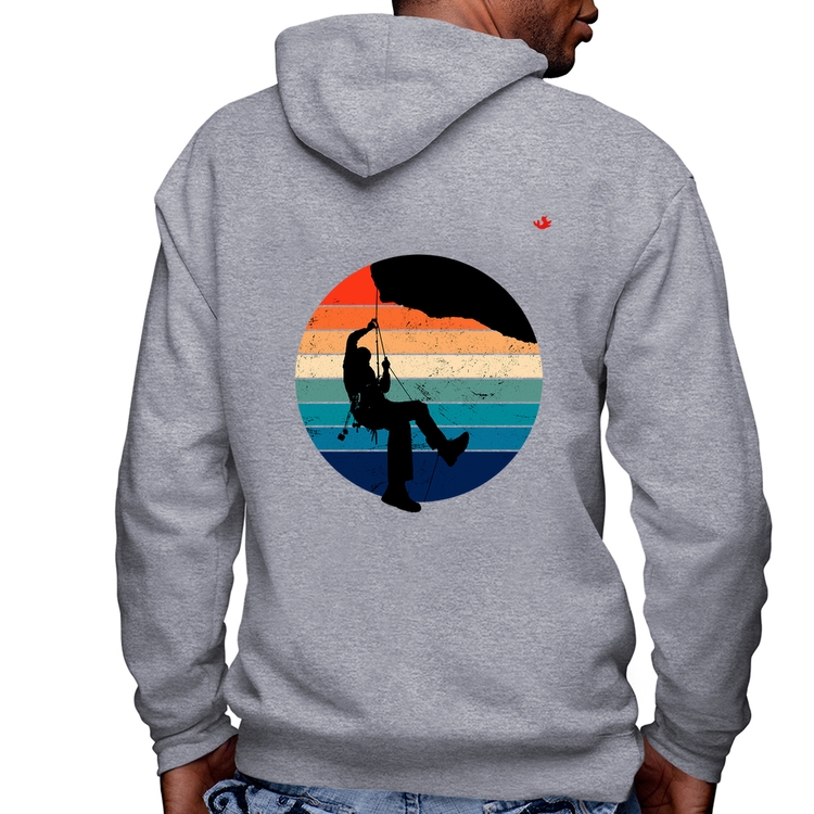 Blusa Moletom Escalada Vintage Sunset Masculina com Capuz e Zíper - Mescla