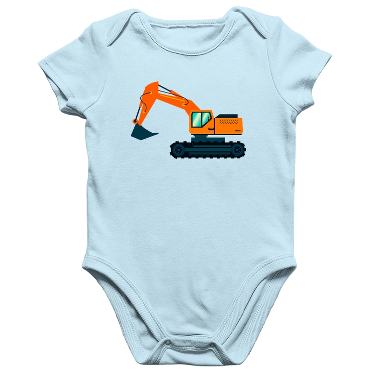 Body Bebê Algodão Escavadeira - Azul Bebê