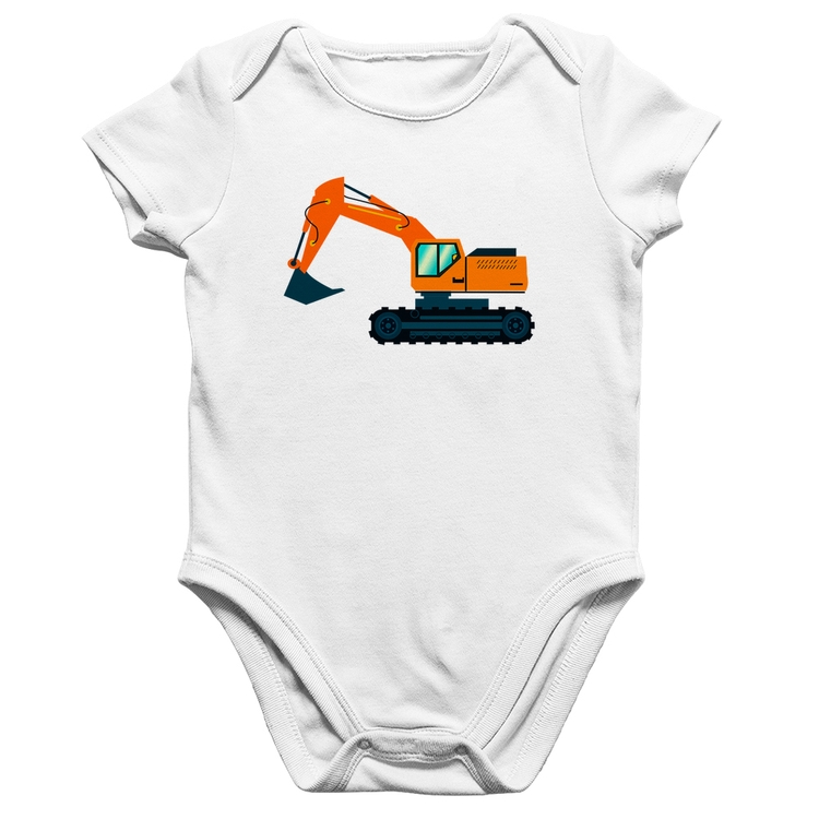 Body Bebê Algodão Escavadeira - Branco