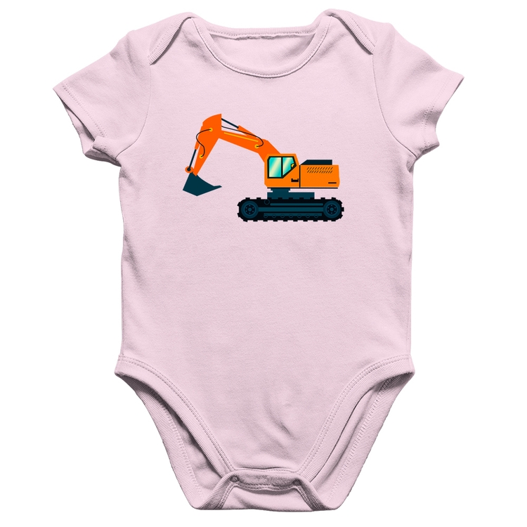 Body Bebê Algodão Escavadeira - Rosa Bebê