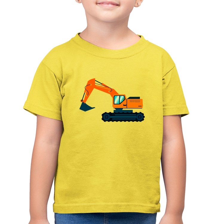 Camiseta Algodão Infantil Escavadeira - Amarelo Canário
