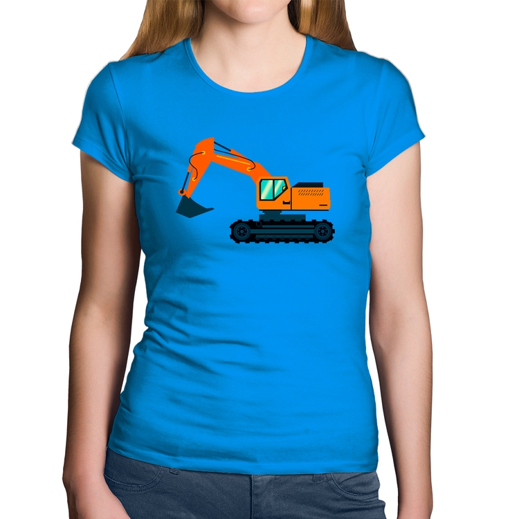 Baby Look Algodão Escavadeira - Azul