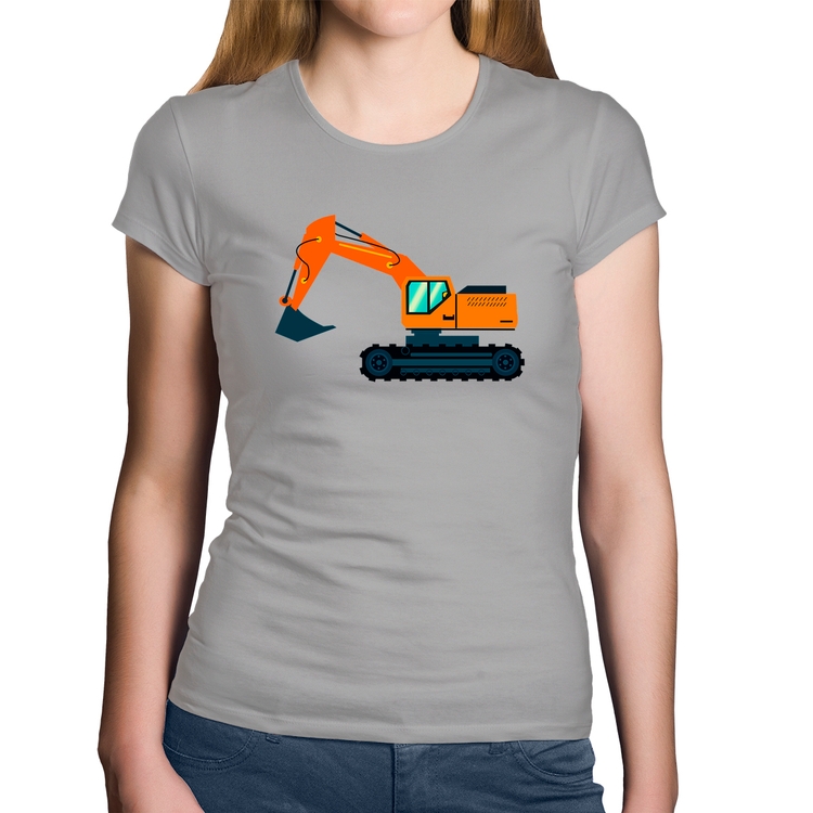 Baby Look Algodão Escavadeira - Cinza