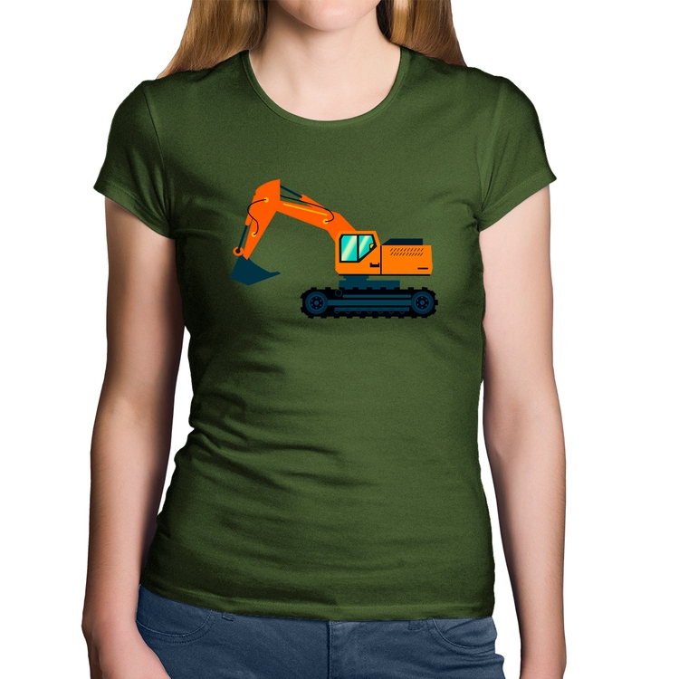 Baby Look Algodão Escavadeira - Musgo