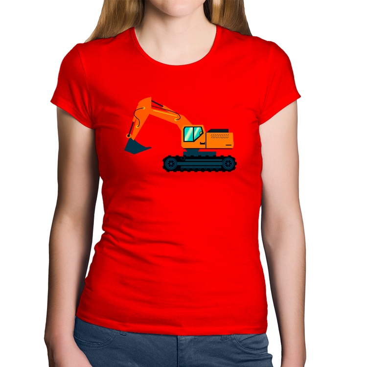 Baby Look Algodão Escavadeira - Vermelha