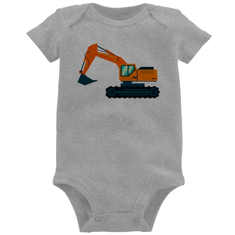 Body Bebê Escavadeira - Cinza