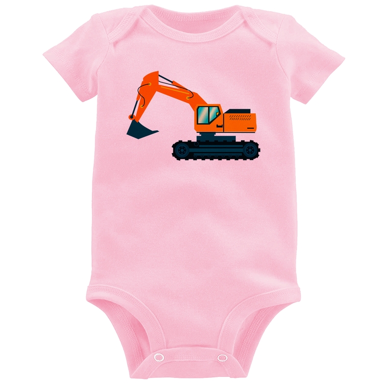 Body Bebê Escavadeira - Rosa Bebê