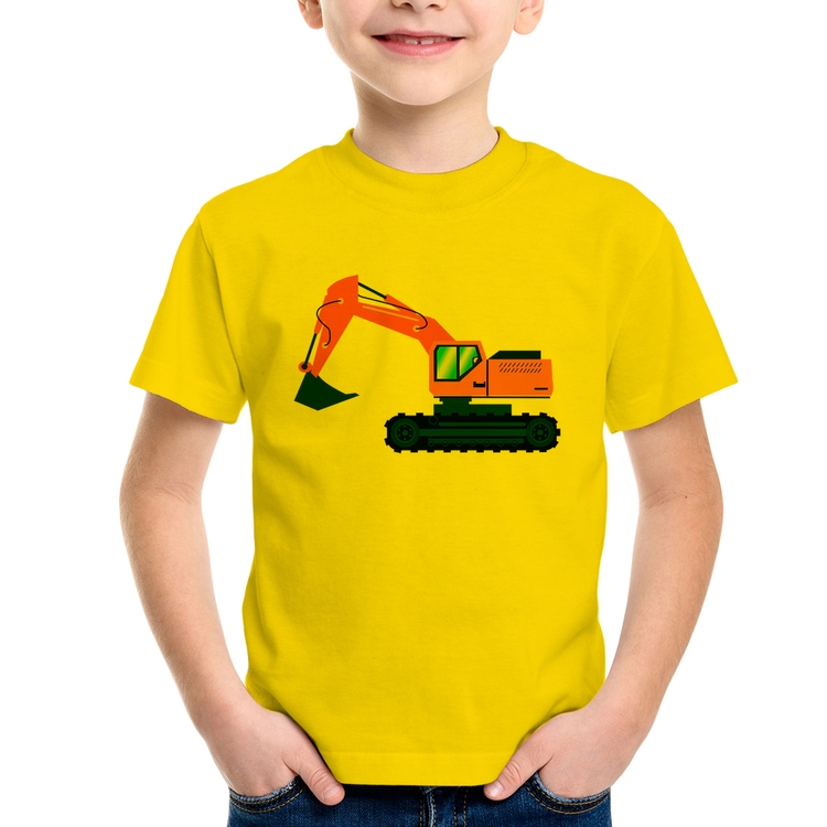 Camiseta Infantil Escavadeira - Amarela