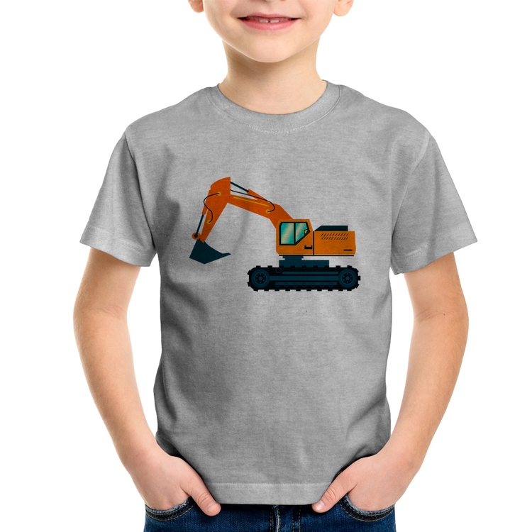 Camiseta Infantil Escavadeira - Cinza