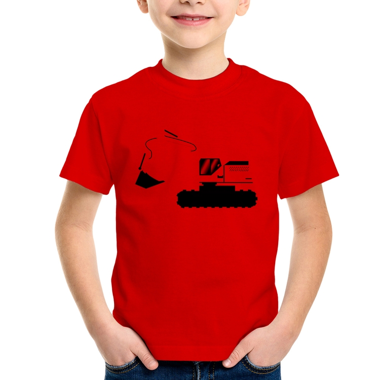 Camiseta Infantil Escavadeira - Vermelha