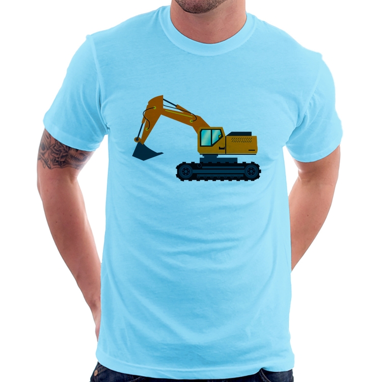 Camiseta Escavadeira - Azul Bebê
