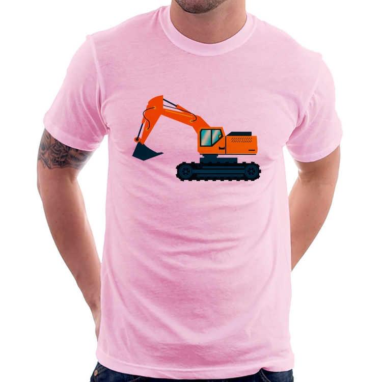 Camiseta Escavadeira - Rosa Bebê