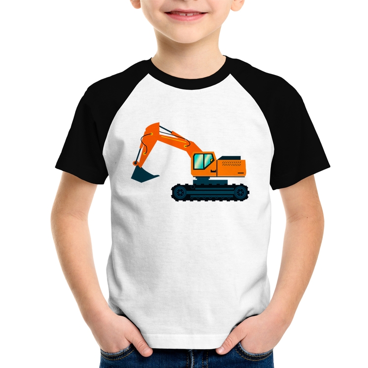 Camiseta Raglan Infantil Escavadeira
