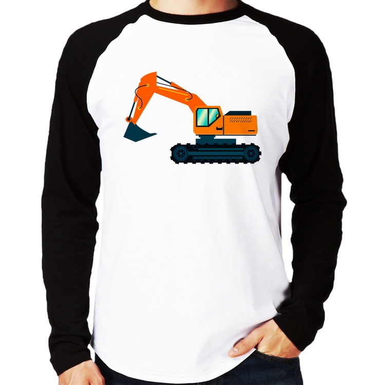 Camiseta Raglan Escavadeira Manga Longa