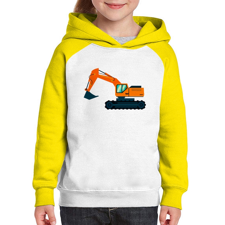 Moletom Infantil Escavadeira - Branco/Amarelo