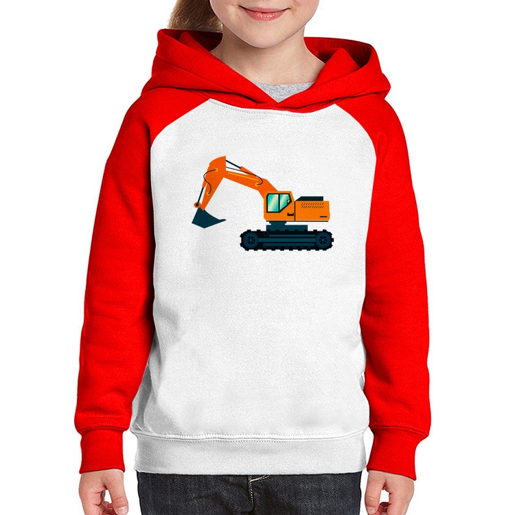 Moletom Infantil Escavadeira - Branco/Vermelho