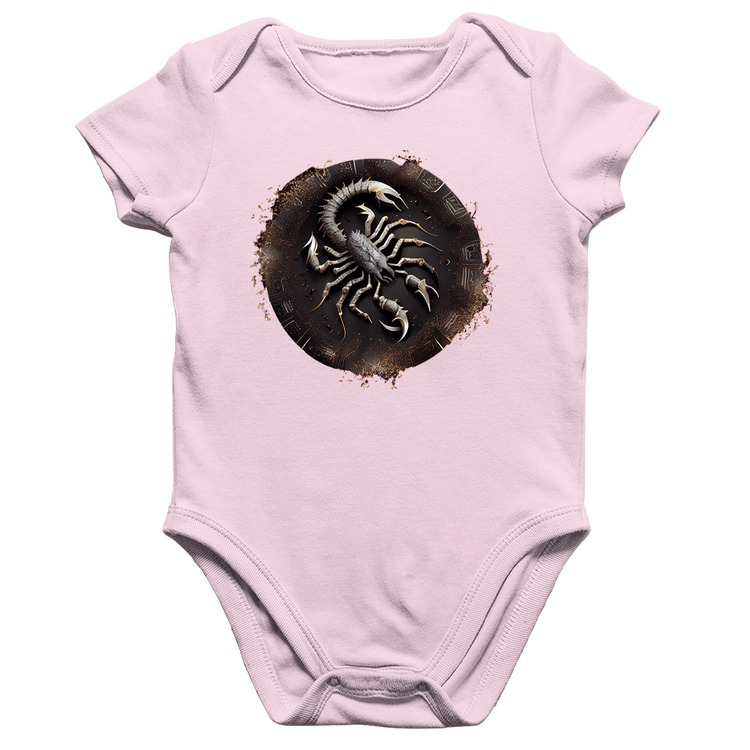 Body Bebê Algodão Escorpião Sígno - Rosa Bebê
